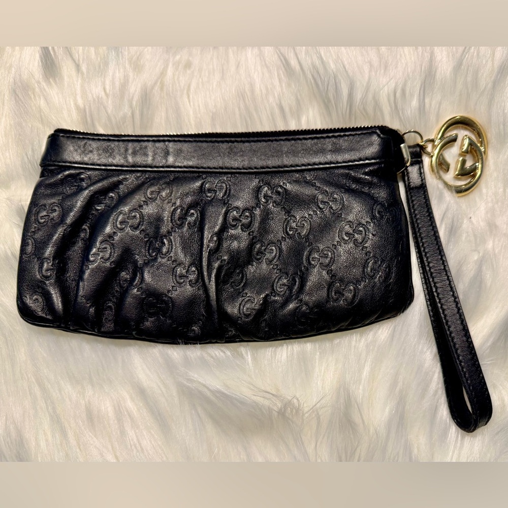 Gucci Black Leather Wristlet